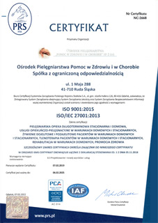 Certyfikat ISO 9001: 2015 oraz ISO/IEC 27001:2013